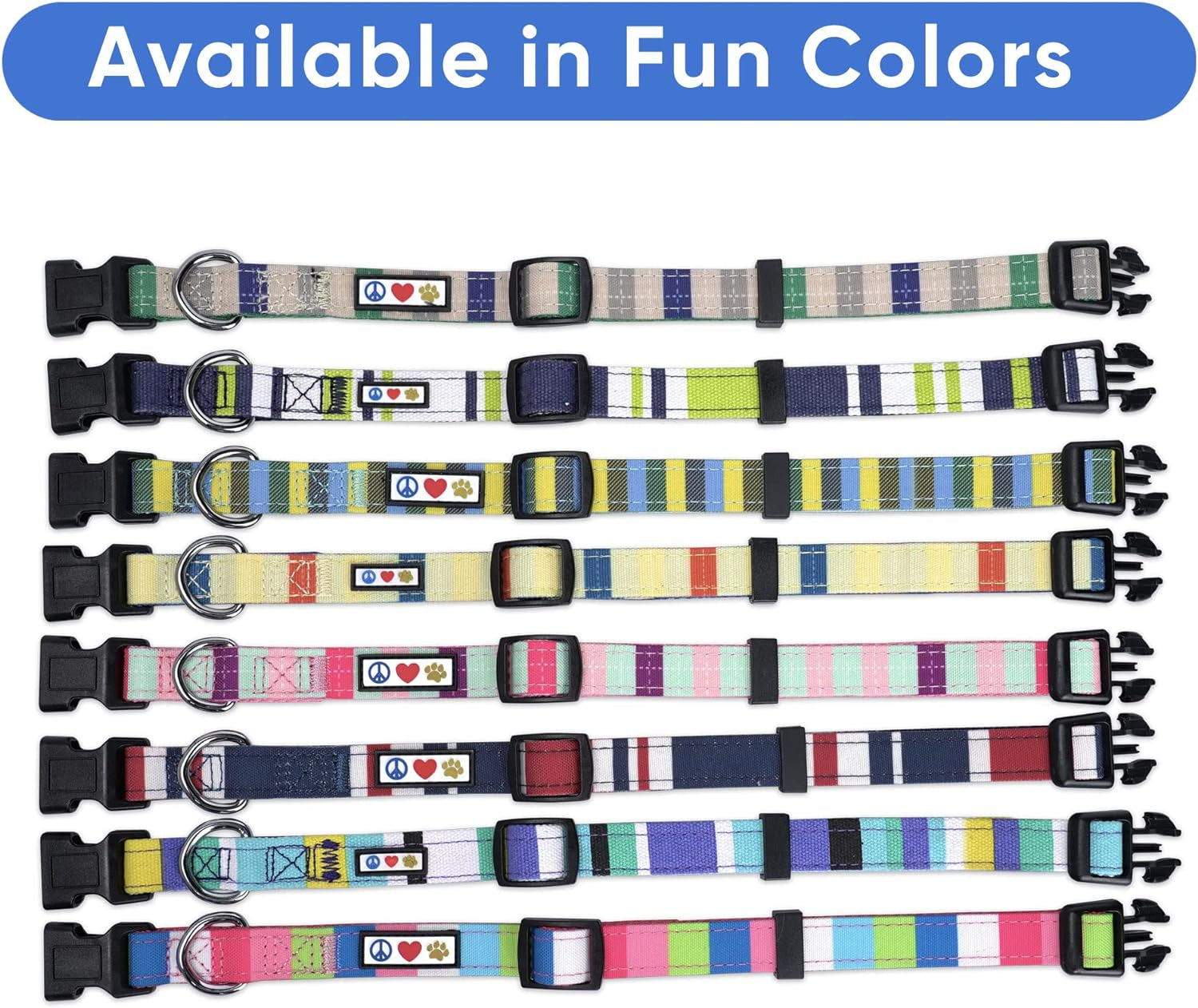 Pet Soft Adjustable Solid Color Nylon Puppy/Dog Collar Personalized Dog Collar Embroidered Customize W Pet Name & Phone Number Small Green/White/Blue