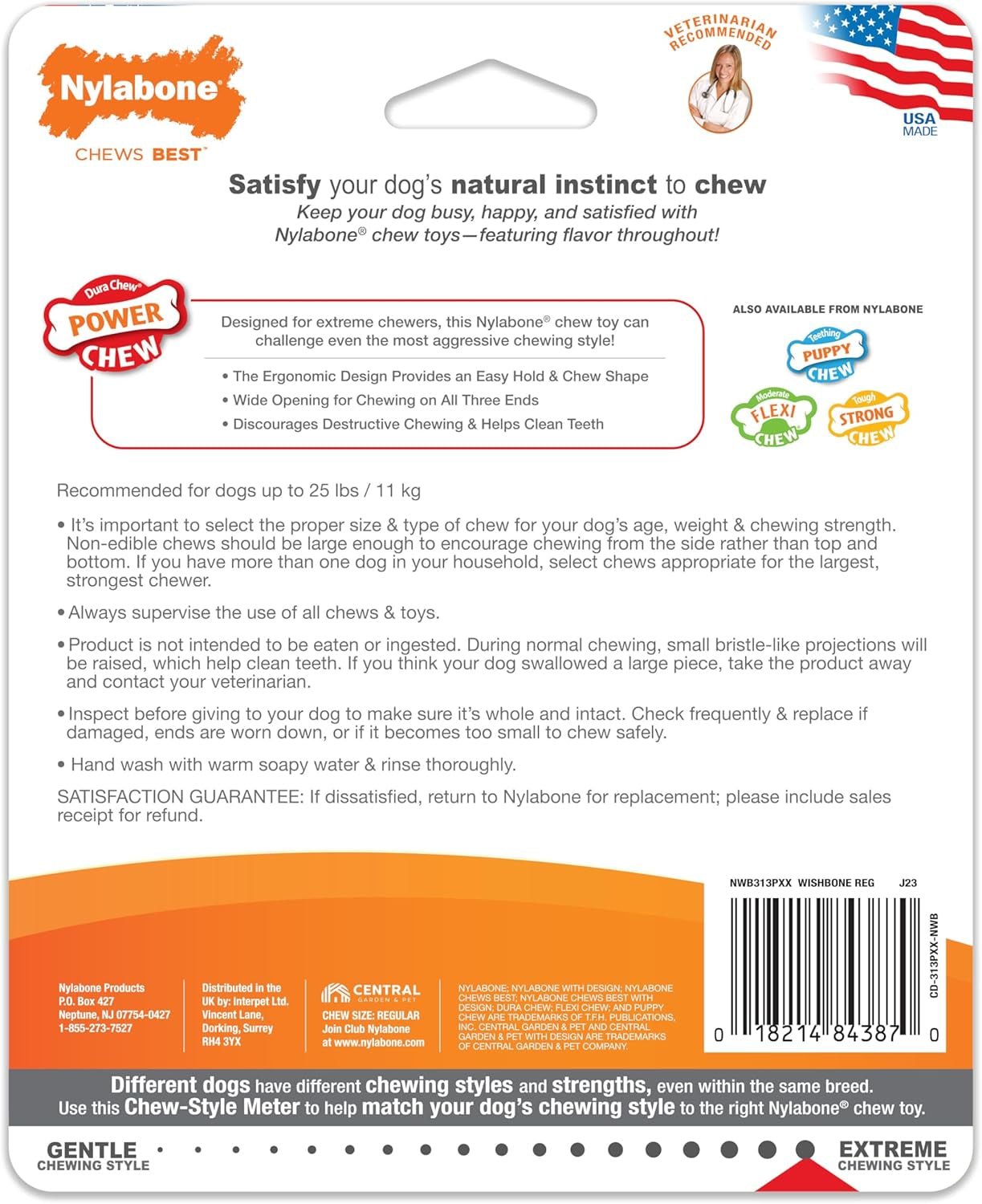 Ergonomic Hold Wishbone Power Chew Toy for Dogs, Dog Toys for Aggressive Chewers, Bison Flavor, Small - up to 25 Ibs, 1 Count