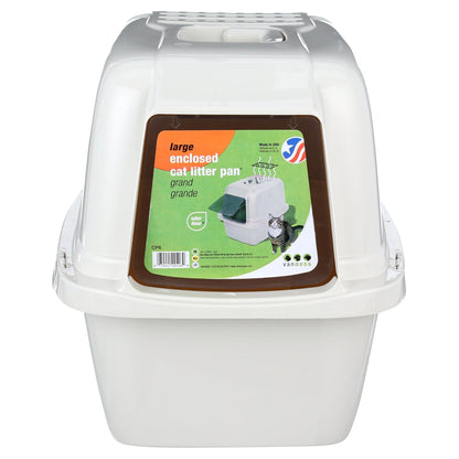 Pets Odor Control Large Enclosed Cat Litter Box, Hooded, Pearl, CP6