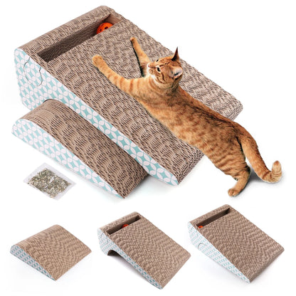 2-In-1 Cat Scratcher Cardboard, Corrugate Cat Scratch Pad with Ball Toy, Catnip, Removable