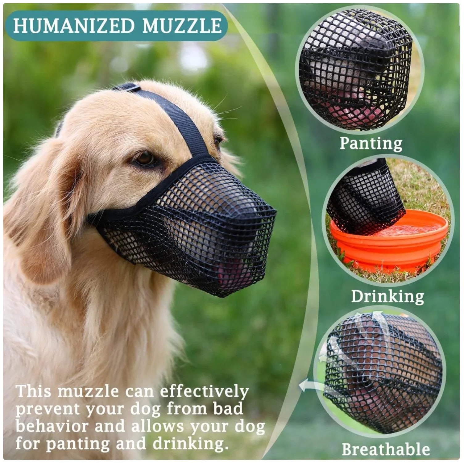 Breathable Mesh Dog Muzzle - anti - Bite, Chew & Scavenge Safety Mask for Dogs