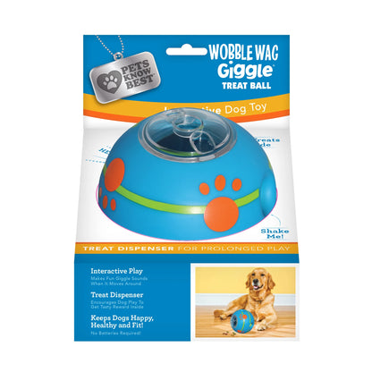 Wobble Wag Giggle Treat Ball, Interactive Dog Toy & Treat Dispenser, Blue