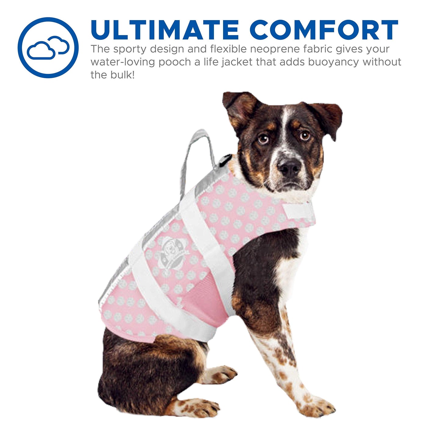 Dog Life Jacket - Keep Your Canine Safe with a Neoprene Life Vest - Designer Life Jackets - Perfect for Swimming and Boating - Pink/Silver Xx-Small