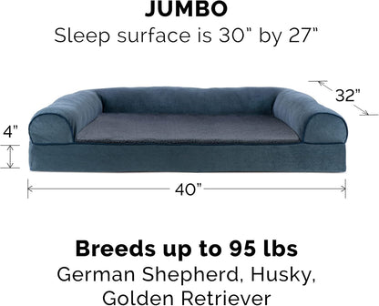 Replacement Dog Bed Cover Sherpa & Chenille Sofa-Style, Machine Washable - Orion Blue, Jumbo (X-Large)