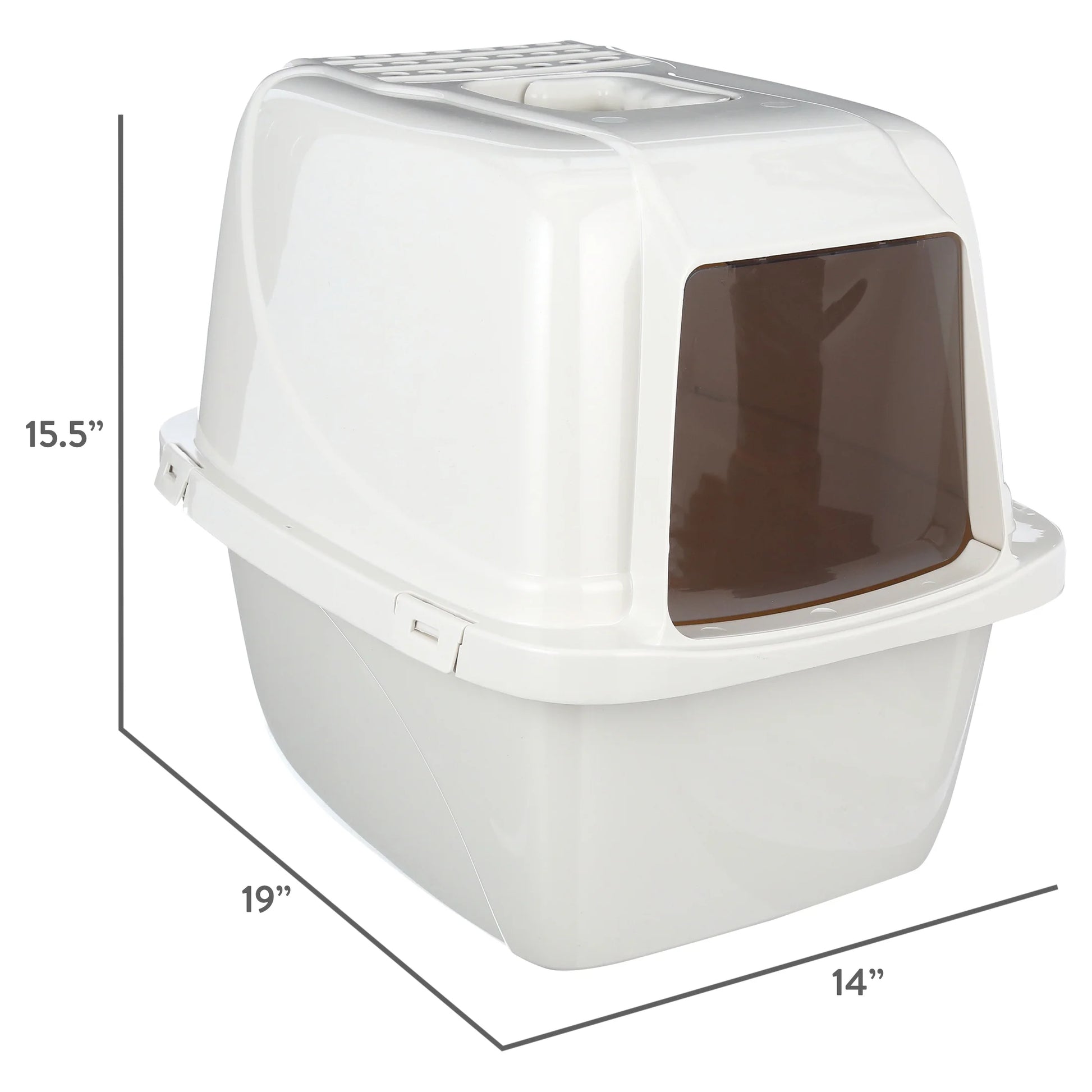 Pets Odor Control Large Enclosed Cat Litter Box, Hooded, Pearl, CP6