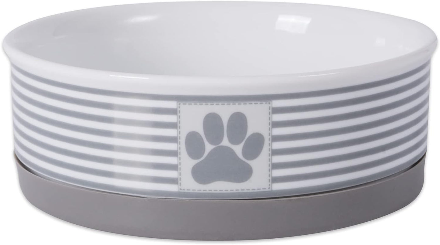 Paw & Patch Ceramic Pet Collection, Medium Bowl, 6X2", Gray