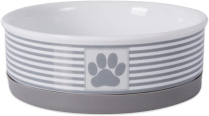 Paw & Patch Ceramic Pet Collection, Medium Bowl, 6X2", Gray